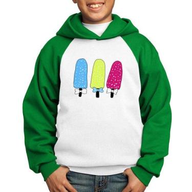 Imagem de Moletom Infantil Colorfull Icecreams - Foca na Moda, Branco, Verde, 10