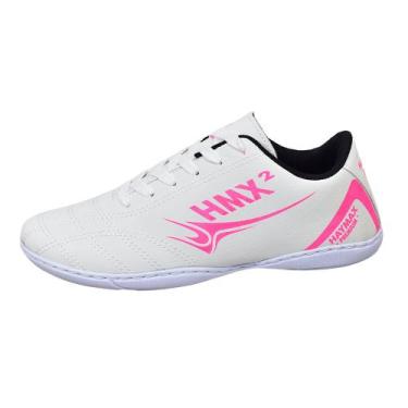Imagem de Chuteira Futsal Premium HMX2 Original Lançamento Haymax, Branco, Rosa,