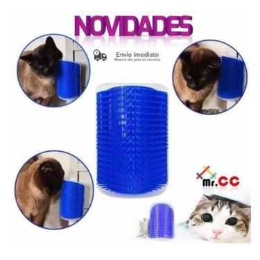 Imagem de Escova Pet Massageador Tira Pelos Gatos Parede - oem, AZUL
