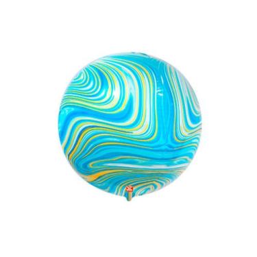 Imagem de Balão Redondo Marmorizado Azul - 1 unidade - 62cm (24'') - Balões São 
