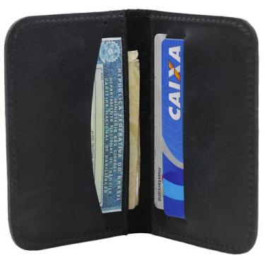 Imagem de Carteira Masculina Pequena Slim Porta Cartões em Couro Preto - John Fl