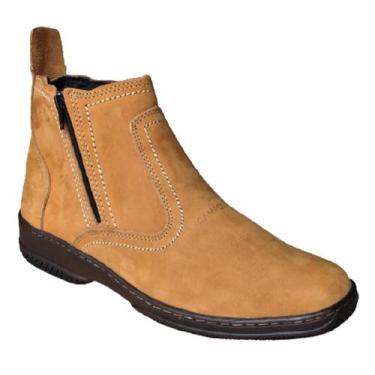 Imagem de Botina Masculina Em Couro Nobuck Bota Com Ziper Botinha Forrada Solado