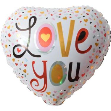 Imagem de Balão Metalizado Coração Estamp. Love You 45Cm - GNA