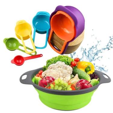 Imagem de Kit Escorredor Multiuso De Cozinha Colher Medidor Culinario - HPB SHOP