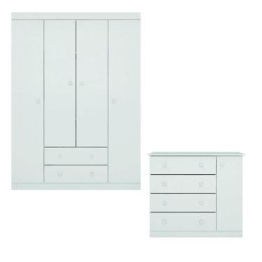 Imagem de Conjunto Quarto de Bebê Guarda Roupa e Cômoda Sapateira Helena Branco 