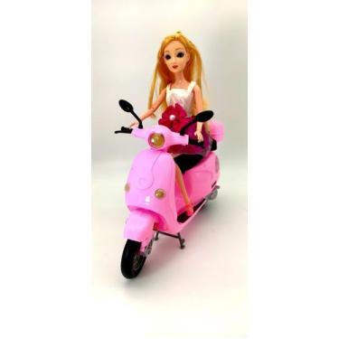 Imagem de Boneca Linda Com Moto Lambreta Fashion Articulada (c) - Futuro Kids