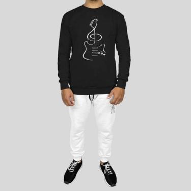 Imagem de Conjunto Calça e Blusa Moletom Careca Sem Capuz Algodão Estampado Viol