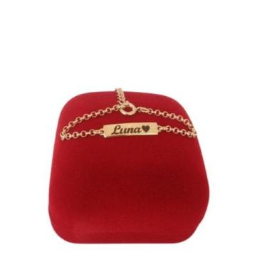 Imagem de Pulseira infantil bebê RN nome folheado a ouro 18k - Gabby luxo Joias 