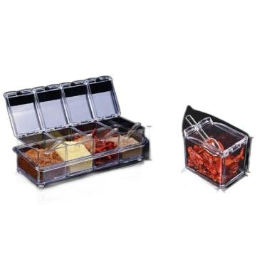 Imagem de Porta Condimento Organizador Tempero Acrílico Para Cozinha