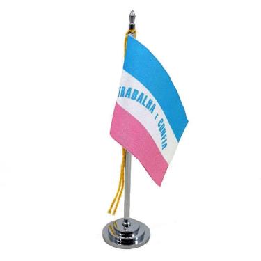 Imagem de Mini Bandeira Mesa Espírito Santo Mastro 15 Cm Poliéster