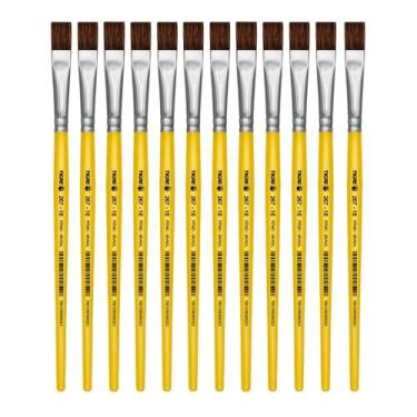 Imagem de Pincel Escolar Chato Nº 10 Amarelo - 267-10 - Tigre Blister c/ 12 Unid