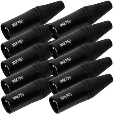 Imagem de Kit C/ 10 Conectores Xlr Macho Preto Mak Pro Mk-Xlr-Mec