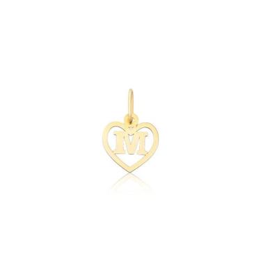 Imagem de Pingente Letra M Coração Delicado Ouro Puro 18k Pm21 - MAEHLER JOIAS