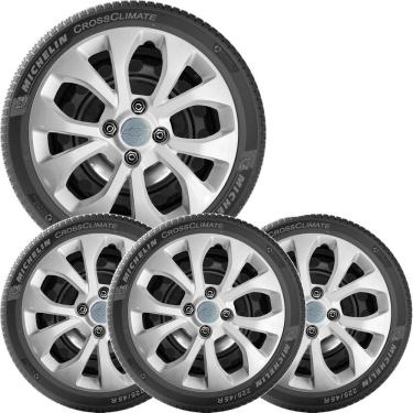 Imagem de 4X Calota Gm Onix Prisma Aro 14 Com Emblema Cinza 374Cb