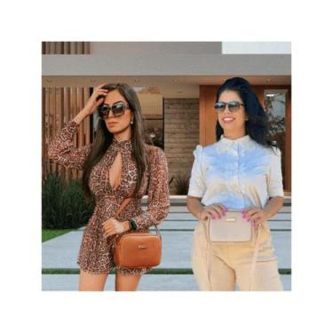 Imagem de Kit 2 Bolsas Femininas Casual Caramelo Quadrada e Casual Bege Quadrada