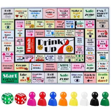 Imagem de Fofeadm Drinking Board Games for Adults, Rubber Mat Drinking Board Game, Funny Party Interactive Drinking Games for Game Night, Birthday, Family Play or Any Occasion, Age 21+, 2-8 Players