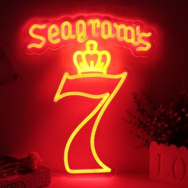 Imagem de WonderfulLife Placa De Neon Seagram 7 Crown Para Uísque Americano Em Bar, Pub, Caverna Masculina Ou Festa, Luz Led Brilhante Adequada Para Decoração De Garagem Ou Exposição Comercial, Alimentação Usb