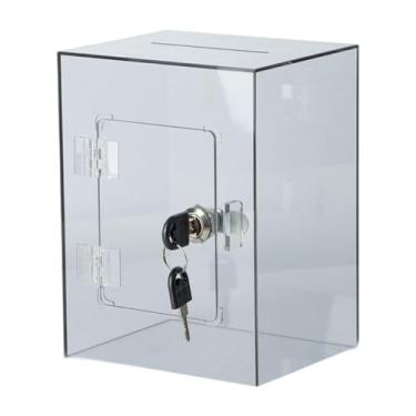 Imagem de Ioensy Caixa de poupança de dinheiro acrílico cofrinho bloqueio caixa de dinheiro frasco de poupança transparente para meninas meninos, Cinza