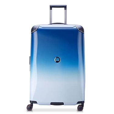 Imagem de DELSEY Paris Bagagem rígida de cacto com rodas giratórias, branco/azul, Checked-Large 28 Inch, Bagagem rígida de cacto com rodas giratórias