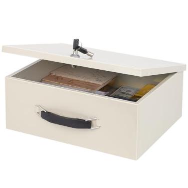 Imagem de xydled Cofre seguro resistente ao fogo com trava de chave para armazenamento de segurança de escritório doméstico para documentos de valor, 33,5 x 28 x 13 cm, branco