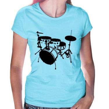 Imagem de Baby Look Bateria Música Baterista - Foca na Moda, Azul bebê, GG