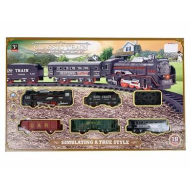 Imagem de Brinquedo Infantil Trem Locomotiva Com Luz Trilhos E Vagões - DDG