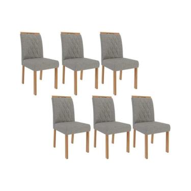 Imagem de Kit 6 Cadeiras De Cozinha Juliana 6 Un Madeirado Linho Grafite Cimol