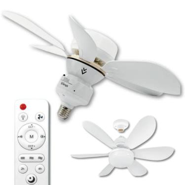 Imagem de Lâmpada Led Com Ventilador Teto 40w 46cm Luz Controle Remoto E27 Silen