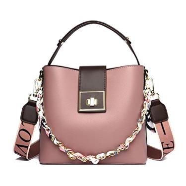 Imagem de Bolsas da moda bolsas femininas bolsa feminina corrente pequenas bolsas de ombro bolsas de luxo de couro macio crossbody para mulheres(Pink)