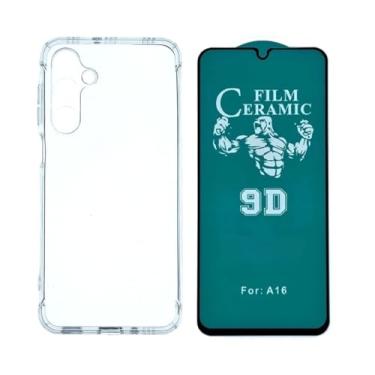 Imagem de Capa Capinha Case Anti Impacto + Película de Ceramica 9D, silicone transparente clear com bordas reforçadas e flexível com efeito cristal Compátivel com Samsung Galaxy A16