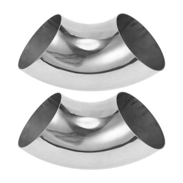 Imagem de Motoforti 2 peças 90 graus mandril curva cotovelo carro modificado tubo de escape tubulação 11.4 cm espessura OD 2mm/14GA 114x275x2.0mm 304 tom prata aço inoxidável 304