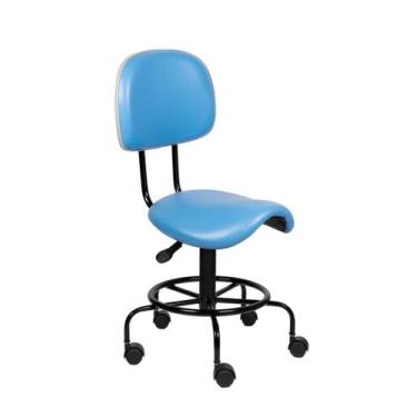 Imagem de Cadeira Sela com Encosto 62cm Estética Dentista Tatoo Azul Celeste - P