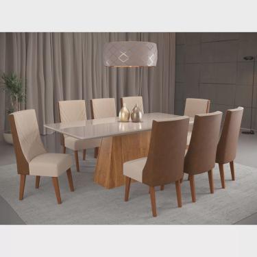 Imagem de Mesa de Jantar Retangular Splendore com 8 Cadeiras Maderia Maciça Topazio