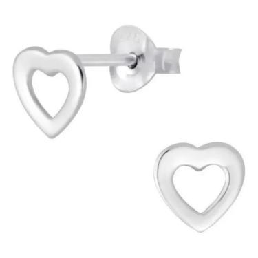 Imagem de Brinco Para Segundo Furo Coração Vazado Prata 925