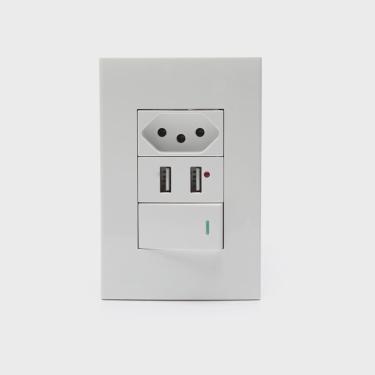 Imagem de Tomada Com Interruptor E 2 Entradas Usb 10a 023 Parede