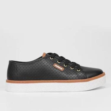 Imagem de Tenis Casual Sport Flatform Feminino Moleca 5712.205, 35, Preto