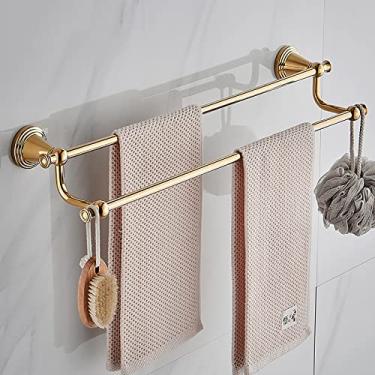 Imagem de LUCEAE Toalheiro, barra de toalha dupla, toalheiro para banheiro, suporte de toalha de cobre, suporte de parede, para cozinha, hotel, chuveiro / cor/50 cm