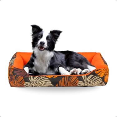 Imagem de Cama Dog Doguinho Confortável Lavável Base Impermeável (Marrom Folhas)