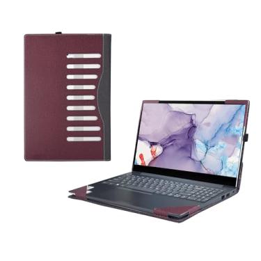 Imagem de Capa de laptop para Lenovo V15 G6 ITN | G5 IRL| G3 ABA| G3IAP | G2 IJL | G4 ABP | G4 AMN | G4 IAH| G4 IAN | G4 IRU15.6 Capa de bolso interno de couro PU (vinho tinto)