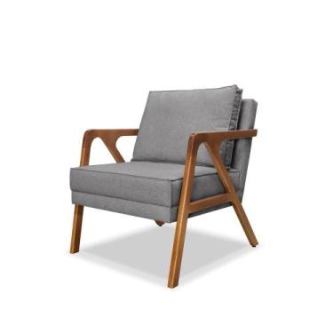 Imagem de Poltrona Mona Linho - Lucadi Home, Linho Cinza