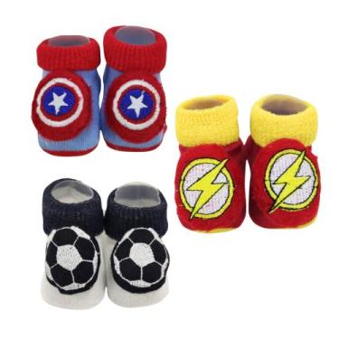 Imagem de Meia 3d bebê pantufa personagens com 3 pares menino - LET BABY BOLSAS 