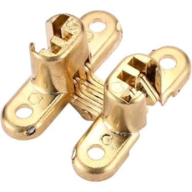 Imagem de BAZAC Dobradiças ocultas de 4 unidades, 12 x 42 mm, barril oculto invisível, dobradiça de porta cruzada, caixa de madeira para janela dobrável, conjunto de ferragens para móveis, dobradiças - cor