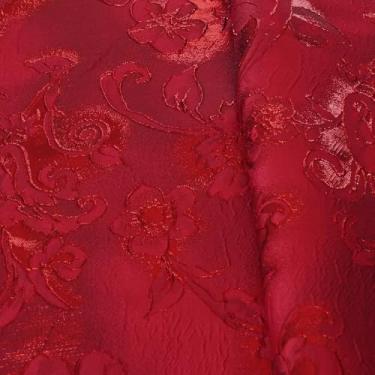 Imagem de The Yard, tecido jacquard em relevo 3D, tecido jacquard brilhante de fio metálico para roupas da moda, vestidos, saias, casacos e trabalhos manuais (vermelho, 3 jardas)
