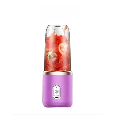 Imagem de 400ML 6 Lâminas Espremedor Elétrico Mini Liquidificador Portátil De Suco De Alimentos Misturador Leite Smoothie(ROXO 1-sem tampa)