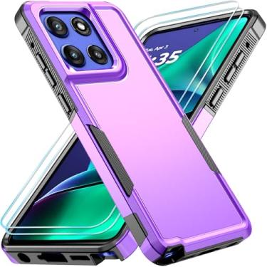Imagem de PhuLok Capa compatível com Motorola Moto G Stylus 5G 2025 com protetor de tela HD, resistente, resistente, à prova de impacto, proteção de grau militar, roxa