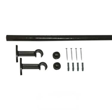 Imagem de Kit Varão de Madeira Para Cortina Simples 1,00 Metro 19mm com Ponteiras e Suportes/Sem Emenda(Imbuia)