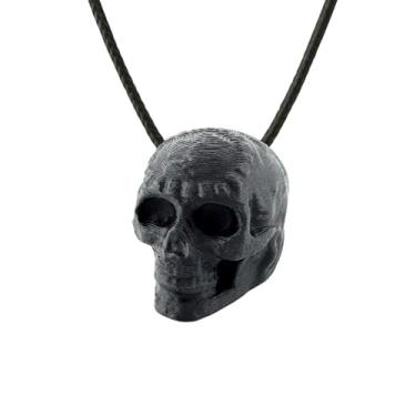 Imagem de Colar asteca com apito da morte – Pingente de caveira para homens e mulheres – 125+ dB – Joias góticas grunge – Pingente de caveira gótica – Cordão encerado preto de 50,8 cm – Feito nos EUA, Small