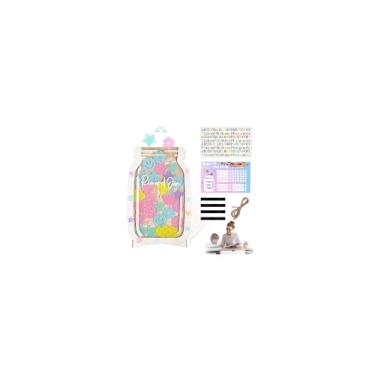 Imagem de HMMIA Pote magnético personalizado para crianças, sistema de recompensa Star Jar com adesivos de letras coloridas, tabela de treinamento de penico para meninos/meninas, tabela de comportamento
