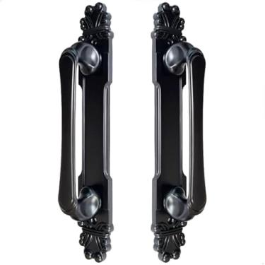 Imagem de Puxador Duplo Mozart 215mm Porta Pivotante Correr Passagem Madeira Vidro Colonial Clássico Rústico Maxima Metais (Preto Fosco)