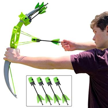 Imagem de Funwares Patented Ring Strike Recurve 29" Bow and Arrow Launches Arrows Over 200 Feet, Includes 4 Whistling Foam-Tipped Arrows, and Quiver, Amazing Outdoor Toy